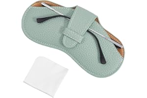 CREATCABIN Soft Leather Glasses Case Slim Sunglasses Case Portable Eyeglass Spectacle Pouch Bag Cover Travel Lightweight with Cleaning Cloth for Women Men Holiday Vacation 6.9x3.4 Inch Aquamarine