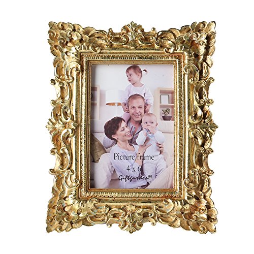 Giftgarden Bilderrahmen 10x15cm Barock golden viereckig golden Geschenke Freunde