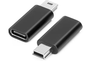AIYEEN USB-C to Mini USB Adapter (2 Pack), Aluminum Alloy Data Adapter, Compatible with Laptops/Tablets, Flash Drive, MP3 Players, Digital Cameras, Black