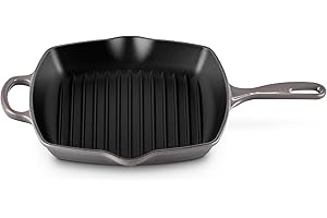 LE CREUSET Skillet Gril en Fonte Émaillée, Carré, 26 cm, 2,86 kg, Flint, 20183264440422