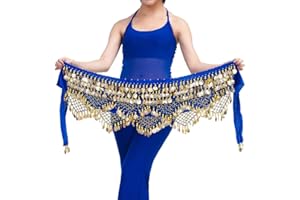 Wuchieal Damen Profi Zumba Rock Bauchtanz Hüfttuch mit Münzen Gürtel Röcke