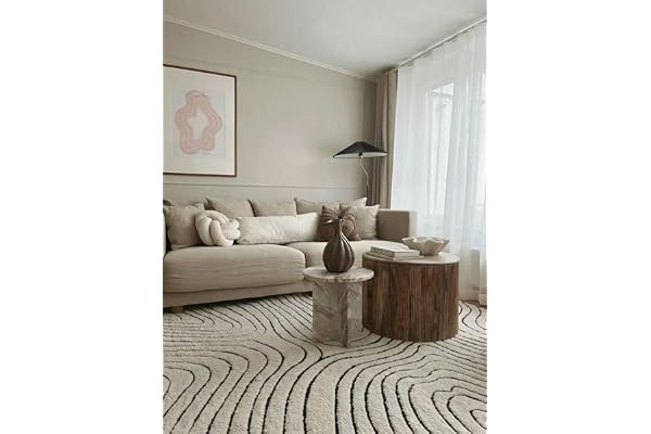 RugVista Chaima Matta, 200 x 300 cm, Krämvit/Svart | Moderna, Rektangulär, Medellång lugg, Endast kemtvätt, Oeko-Tex 100