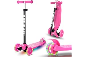Cutemelo Trotinette Enfant 3 Roues de 3 à 12 Ans Trottinette Trois Roues avec LED Lumières Clignotantes et Guidon Réglable en Hauteur Scooter Antidérapant pour Filles et Garçons