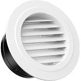 Hon&amp;Guan &oslash;150mm Round Ventilation Grille, ABS White Plastic Ventilation Grille, Air Extraction Grille, Equipped with Mosquito