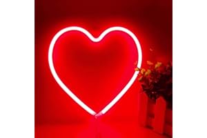 HFHUNGKEONG Lampe néon LED en forme de cœur, alimentation USB ou piles, pour mariage, Saint-Valentin, fête des mères, fenêtre, fenêtre, décoration murale (1 pièce, rouge)