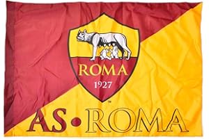 ASSOCIAZIONE SPORTIVA ROMA Offizielle Roma-Flagge, zweifarbiges Modell mit AS Roma 1927, Farbe: Gelb Rot, Lizenzprodukt des Clubs, 70 x 100 cm.