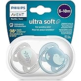 Philips Avent Ultra Soft Emzik, Erkek Bebekler i&ccedil;in 6-18 Ay, 2&rsquo;li Paket, Ortodontik Silikon, FlexiFit Kalkanli, Ultra Yumusak