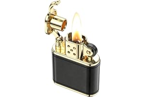 VVAY Accendino a benzina, Vintage Trench Pelle Accendino per Uomo Regalo (Venduto senza Benzina)