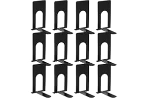 Partideal 6 Paare Buchstützen, Schwarz Metall Metall Bücherhalter Bookends Rutschfeste 70 x 100 x 130mm Buchstützen Book Holder mit Rutschfesten Gummiauflagen für Kinder Schule Zuhause Büro
