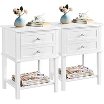 Comodino Moderno Yaheetech Con 2 Cassetti - 55x45x35 Cm Bianco | Per Camera Da Letto - Foto 5