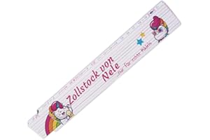 EUROFOTO Zollstock mit Namen Nele und schönem Motiv mit Einhorn - ... nur für echte Mädels - | für Frauen | Metermaß | Glieder-Maßstab mit Namen bedruckt | Viele Namen zur Auswahl