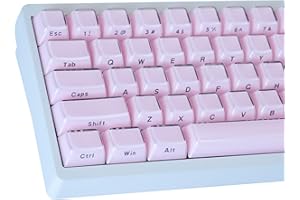 Hyekic Crystal Jelly Keycaps, PBT Keycap 113 Keys Pink Custom Dye-Sublimation OEM Profile Translucent Side Printed Keycaps for 61/68/84/87/98/100 Cherry Gateron MX Switches Mechanical Keyboards