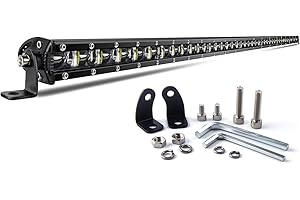 CO LIGHT Barre LED 44 Pouces 112cm Simple Rangée Faisceau Combiné pour Conduite Tout-Terrain avec Supports de Fixation et Réflecteurs 6D Adaptée aux Camions Voitures Cabines Bateaux ATV/UTV