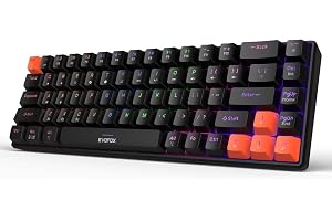 EvoFox Katana S Mini Mechanical Keyboards Wireless | Tri-Mode (3X BT, 2.4GHz & Wired) Connectivity | Hot-Swappable Red Switches | 68-Key Compact | Rainbow Backlight | Rechargeable Battery