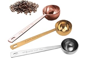 BULL TIGER PRESTIGE 3 Piezas Cucharas Dosificadoras de Café, Cucharas de Café de Acero Inoxidable, Reutilizables Cucharas de Café, Cuchara Medidora de Café de Mango Largo para Café en Polvo Frijoles Harina y Proteínas