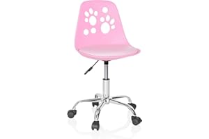 hjh OFFICE 742004 Silla Giratoria para Niños Fancy I Piel sintética Rosa, Sillas de Escritorio Infantiles, Ajustable en Altura, Motivo Animal