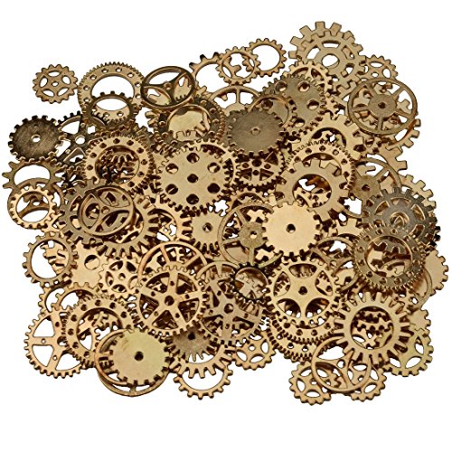 200 gramos surtidos de metal de bronce steampunk fabricación de joyas encantos Cog reloj rueda (200Gram, KC Oro)