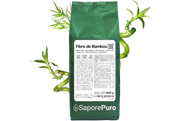 SaporePuro Fibre de Bambou de qualité alimentaire - 800 gr - farine faible en glucides
