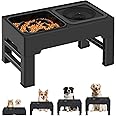 Masroo 2-in-1 Elevated Slow Feeder Dog Bowls with No Spill Dog Water Bowl 4 Height Adjustable Raised Dog Bowl Non-Slip Dog Food and Water Bowls with Stand for Small Medium Large Dogs, Cats and Pets