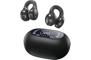 WETSKY Open Ear Kopfhörer Bluetooth 5.4, Bluetooth Kopfhörer Sport Kabellos, Ohrclip Sportkopfhörer mit Eingebautes Mikrofon, HiFi-Sound mit Digitalanzeige Kabellos für Trainieren Laufen Fahren Radfahren
