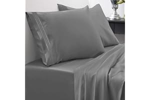 Sweet Home Collection, Fadenzahl 2129, weiche ägyptische Qualität, gebürstete Mikrofaser Laken – Luxus-Bettwäsche-Set mit Bettlaken, Spannbettlaken, 2 Kissenbezügen, Grau, Queen