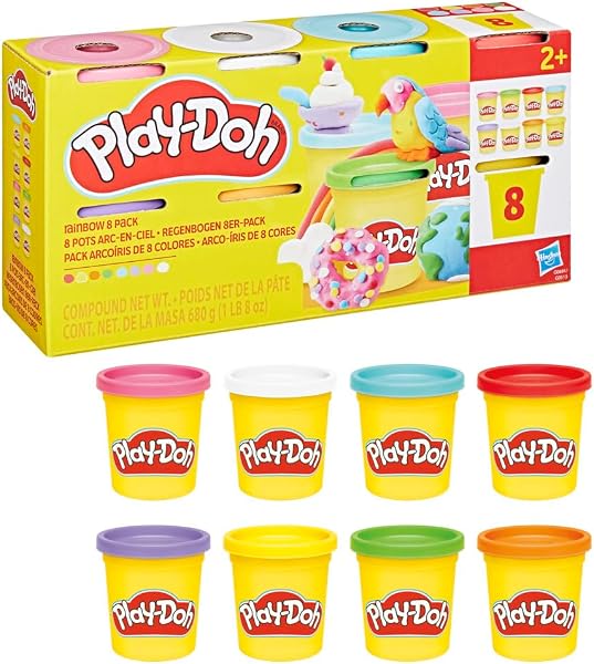 Play-Doh Regenbogen 8er-Pack Farben à 85 g, Knetmasse-Set mit exklusiven zarten Farben, perfekt zum Teilen auf einer Party und als schönes geschenk für Kinder ab 2 Jahren - 1