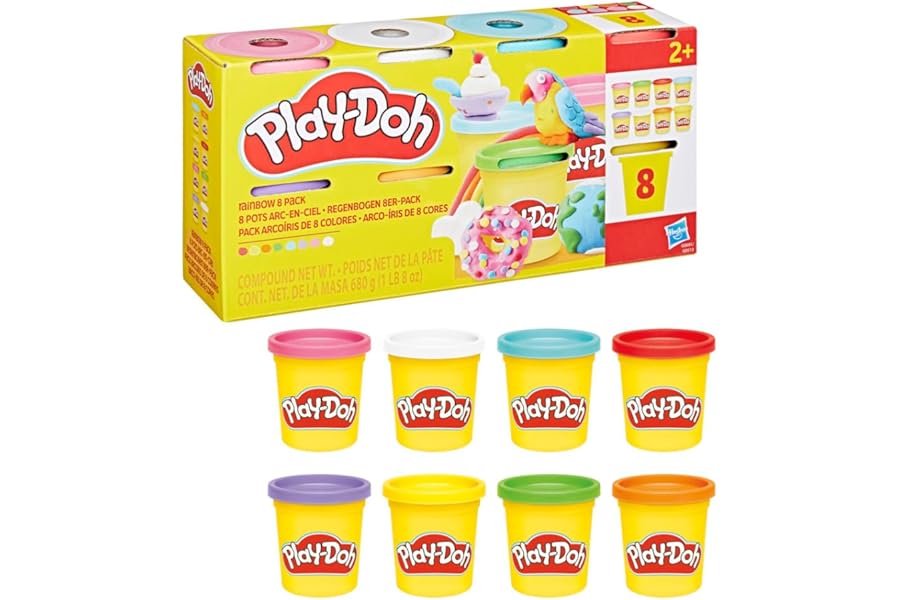 Play-Doh Rainbow Colours Modelling Compound Pack, Non-Toxic Mini Cans for Party Bags & Classroom Rewards, Mix, Mould & Create with Bright Colours, Arts & Crafts Toy for Kids 2+, Great Gift