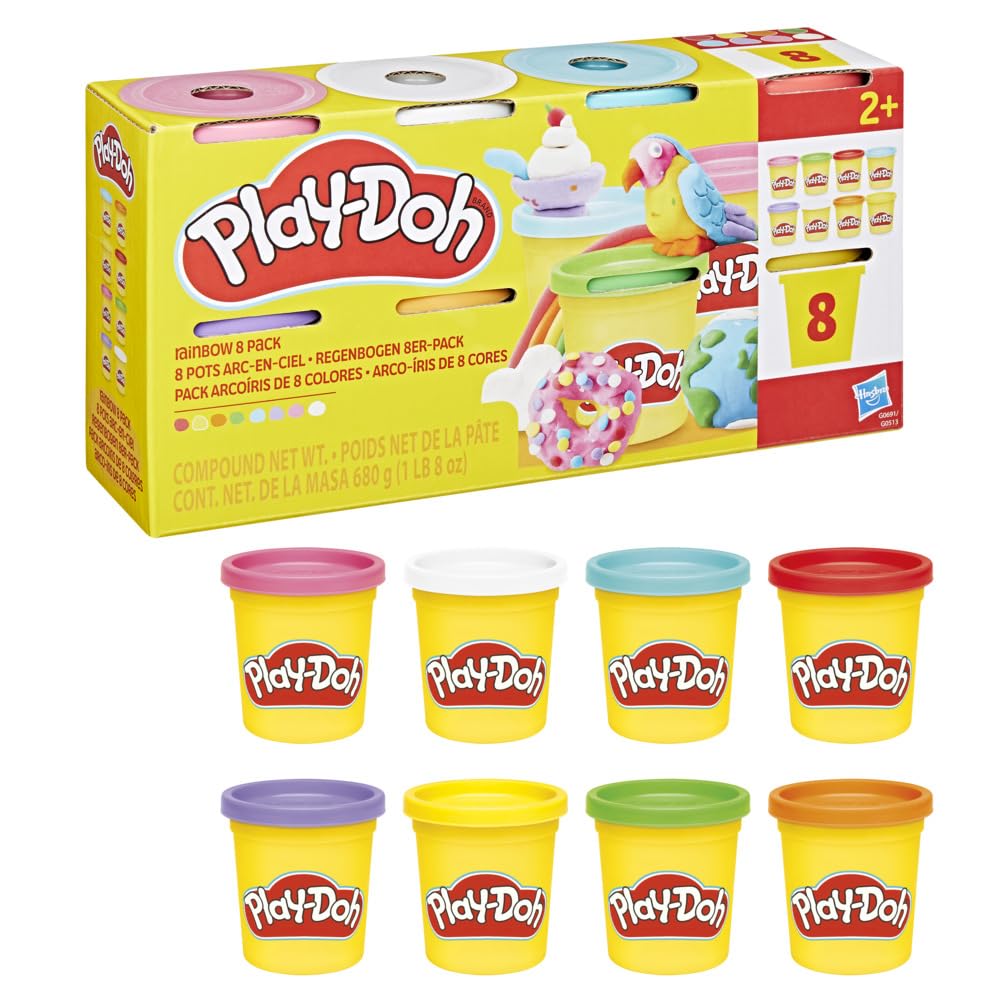 Play-Doh, Pack de 8 Botes de 85 Gramos de Colores del arcoíris