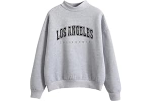 GENERIC Sweat-Shirt SurdimensionnéE pour Femmes Los Angeles California Col Rond à Manches Longues Décontracté Lâche Pull Veste Vintage Haut d'automne Sweatshirts Ado Fille Femme