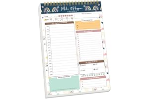 MAMACHU Bloc de notas para lista de tareas, planificador diario sin fecha, 52 hojas de tareas, bloc de notas con lista de verificación de horario por hora para el trabajo, oficina, suministros escolares