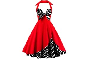 Iwemek - Vestido retro para mujer, estilo retro, con espalda descubierta, escote corazón, vestido de cóctel de noche, fiesta, verano, casual, vestidos
