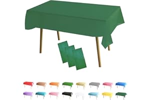 POPOYU 3Pack Christmas Green Table Cloth Party Disposable Tablecloths Table Covers,137x274cm Rectangle Large Plastic Tablecloth Pink Party for Picnic,Baby Shower,Wedding,Birthday,Christmas Table Decorations