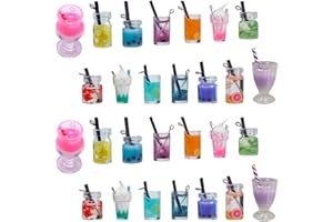 SUNNYCLUE 1 Box 7 Styles Milk Tea Fruit Charms Mini Bottle Boba Ice Cream Pendants Imitation Drink Resin Glass Jewellery Findings Accessories for Women DIY Earring Necklace Making