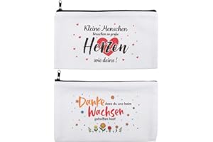 BETESSIN Abschiedsgeschenk Kindergarten 2 Stk Federmäppchen Weiß 21x12cm Reißverschluss Segeltuchtasche mit Dankesworte Make-up Tasche Mäppchen Geschenk für Erzieher Erzieherin usw.