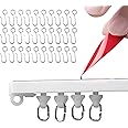 MAKINGTEC Self Adhesive Ceiling Or Wall Curtain Track No Drill Curtain Rod 3M, No Damage Curtain Track Hangers, Adhesive Curtain Rod For Windows Cabinet Closet Bathroom Shower Curtain