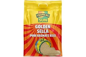 Tropical Sun Golden Sella Basmati Rice 5kg - Extra Long Grain Parboiled Rice - Naturally Aromatic - Non-Sticky & Fluffy Rice for Biryani, Pilaf, Curries & Everyday Cooking(Pack of 1).