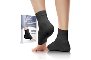 PGRODE Achilles Tendon Sleeve with Silicone Heel Protector Cushion Pad, Achilles Tendonitis Support Compression Socks for Women Plantar Fasciitis, Bursitis, Heel Pain Relife, 1 Pair (Black)