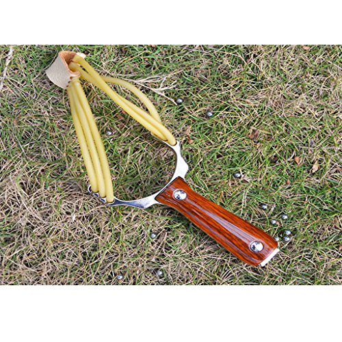 HONGCI High Quality Red Wood Alloy Outdoor Hunting Catapult Toys (included: Red Wood Alloy Hunting Slingshot + Rubber Bands)