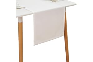 Simurq Tischläufer Wasserabweisende & Abwaschbare Tischläufer modern | Leinenoptik - Lotuseffekt | Pflegeleicht & fleckenabweisend Läufer| tischläufer weiß (Farbe: Weiß, 30x120 cm)