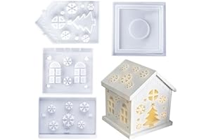 Shyllin Moule Silicone Maison, Moule Maison, Moules Silicone Platre, Créez Votre Propre Village de Noël, Cadeaux de Noël et Projets DIY (Flocons de neige)
