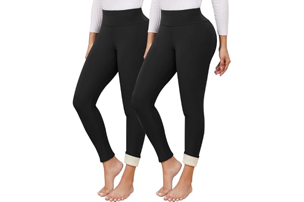 Vorvowry Fleecefodrade leggings för kvinnor, termiska vinterleggings med | Varma leggings med magkontroll med mjukt fluffigt foder, stretchiga leggings för kvinnor med smal passform för yoga