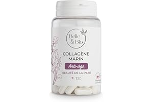 BELLE & BIO ANTI-ÂGE & TONICITÉ DE LA PEAU - Collagène Marin 90% protéines actives - Vitamines C et E et SELENIUM - 120 gélules - Cure 2 mois - Complément Alimentaire BELLE&BIO - Fabriqué en France