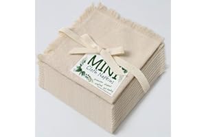 Urby Eco Hanky 10x10in Reusable cotton Napkins (Rustic Fringe). Small Size Napkin. Ideal Use As Kids Napkins for Lunch.Dinners.Occasions Like Weddings,Birthday,Cocktail Parties. (NAT,12pk)