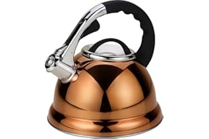 PRIMA Large Whistling Kettle stainless steel 3.5Ltr copper gas electric hob wood stove
