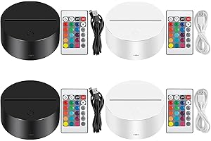 Thlevel 4 Pezzi 3D Night LED Lampada Light Base 7 Colori Regolabile Decorazione Domestica Luce con Telecomando e Cavo USB