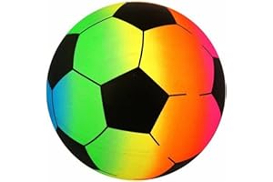 Navoys Rainbow Football - 20cm Neon Beach Ball Ideal for Family Games, Kids Garden Toy, Easy to Inflate, Outdoor Fun for Boys and Girls, Lightweight Playground Ball