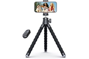 Mini Handy Stativ für Smartphone, Flexibler 360° Drehbarer Tripod mit Fernauslöser, Tragbarer Kamera Ständer Handy-Foto & Videokits Kompatibel mit iPhone, Galaxy