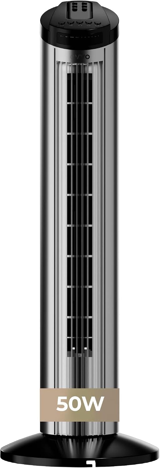 EVVO V60 Ventilador de Torre con Ionizador y Función Turbo - Ventilador Vertical Silencioso con Mando a Distancia, Pantalla LED y Temporizador, Ventilador Columna Potente para Salón y Dormitorio