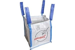 Jardibric - Sacco per Macerie 250L in Polipropilene (PP) Robusto: Antistrappo, Certificato per 500 Kg, 4 Cinghie di Sollevamento, Dimensioni 60x60x70 cm - Soluzione Ideale per i tuoi Lavori
