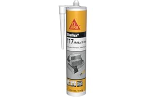 SIKA - Colle tous métaux - Sikaflex-117 Metal Force Gris Clair - Idéal collage éléments métalliques de façade ou toiture - Intérieur/Extérieur - 290ml